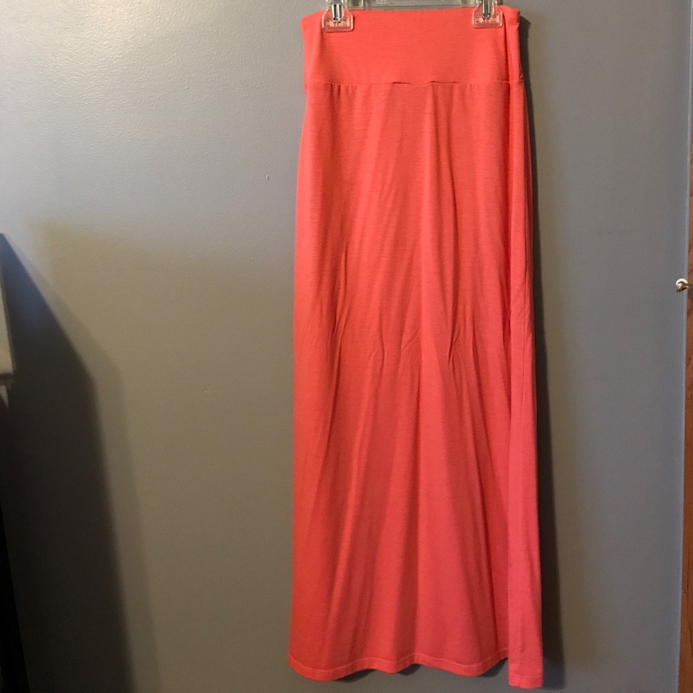 Coral pink maxi skirt