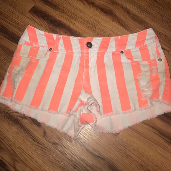 Rue21 Pants - Orange and white denim shorts
