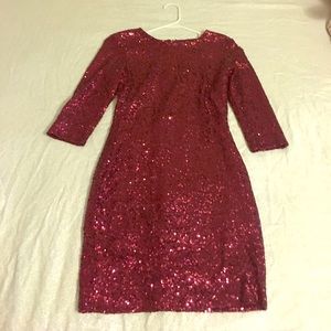 Asos Glitter Burgundy Half-Sleeved Dress