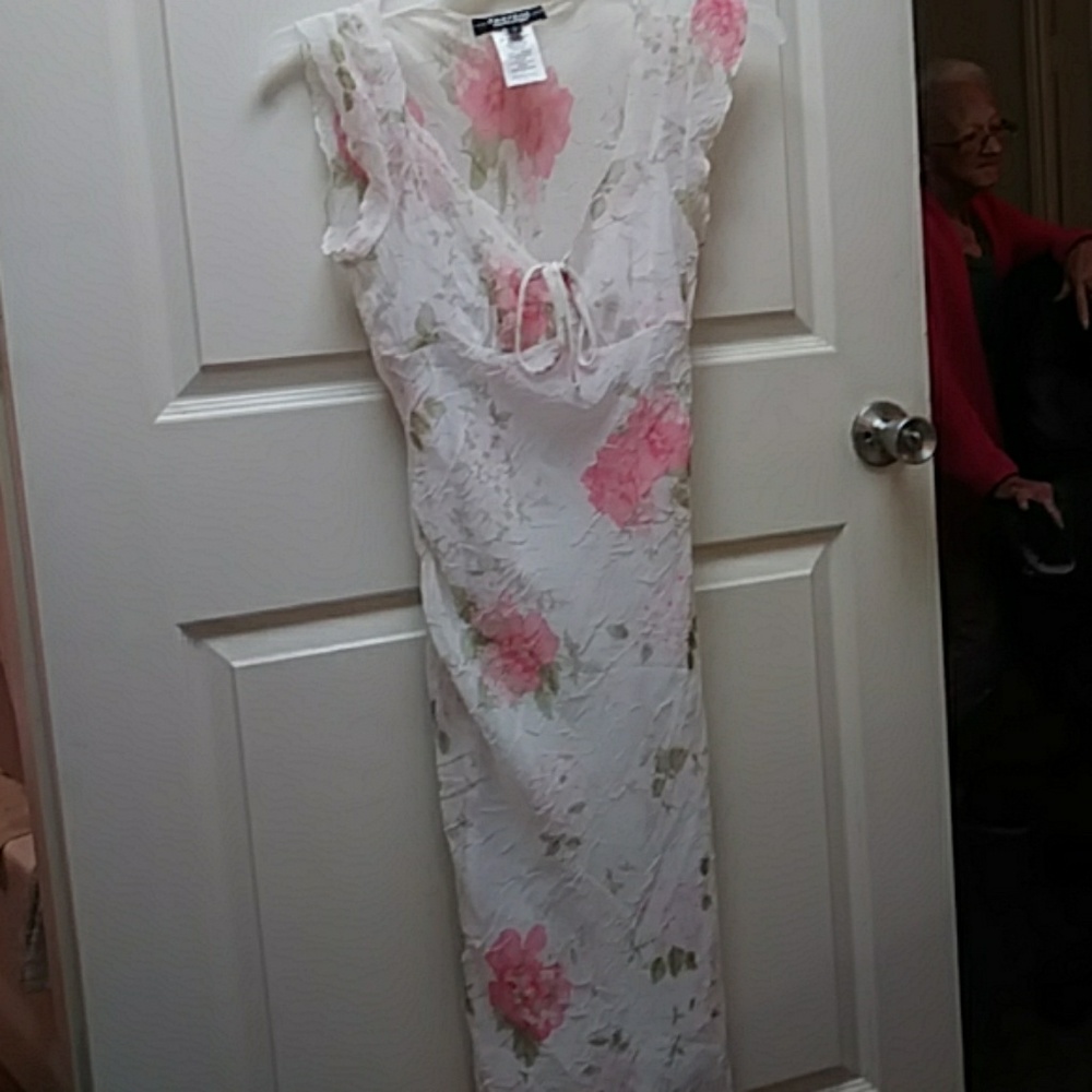 White and floral dress