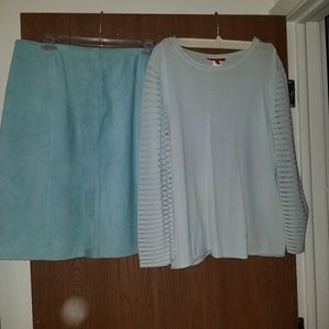 Ice Blue Skirt Set