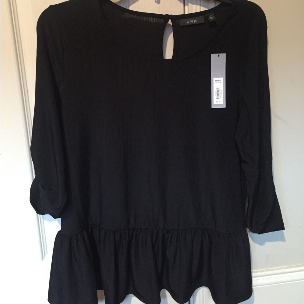 NWT--Black Apt 9 peplum top