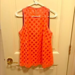 Nanette Lepore coral blouse with geometric design