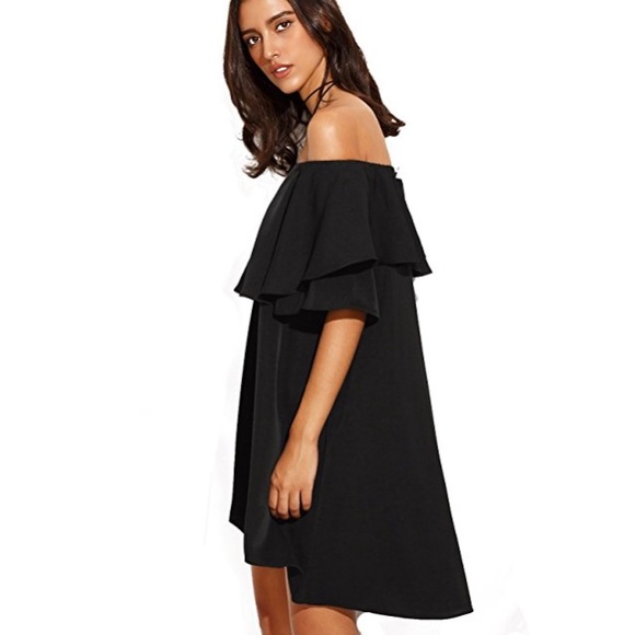💥 SALE Off Shoulder Loose Ruffled Overlay Dress - Picture 4 of 6
