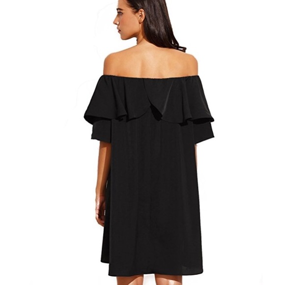 💥 SALE Off Shoulder Loose Ruffled Overlay Dress - Picture 3 of 6