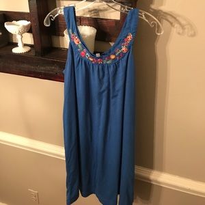Blue Dress with Embroidered Detail