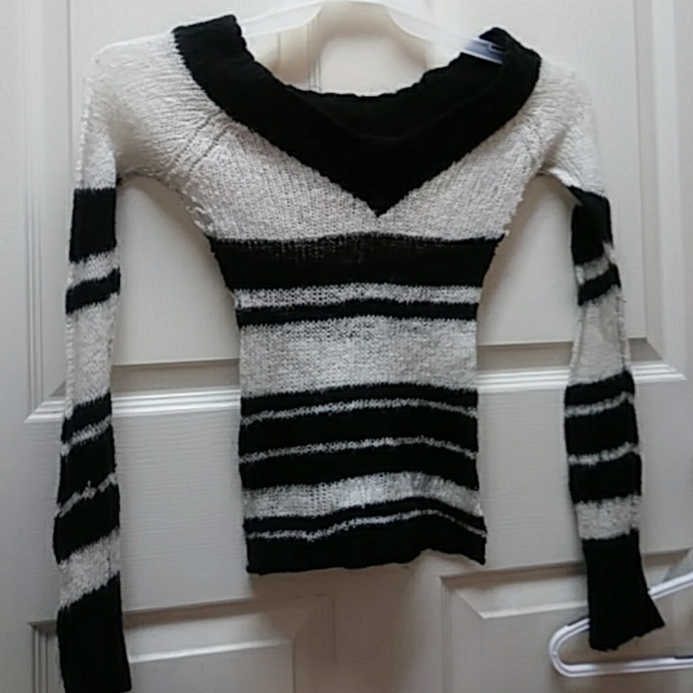 Black, and white striped sweater
