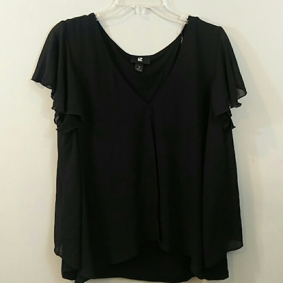 Iz Byer Tops - IZ Byer Womens 1X Black Flutter Sleeve Top Blouse