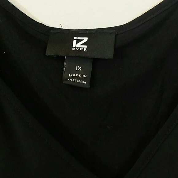 IZ Byer Womens 1X Black Flutter Sleeve Top Blouse - Picture 3 of 4