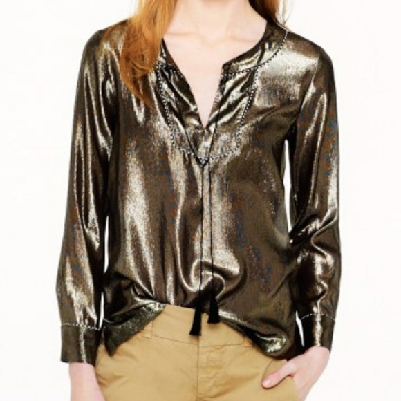 J. CREW Silk & Metallic Blouse - Picture 1 of 8