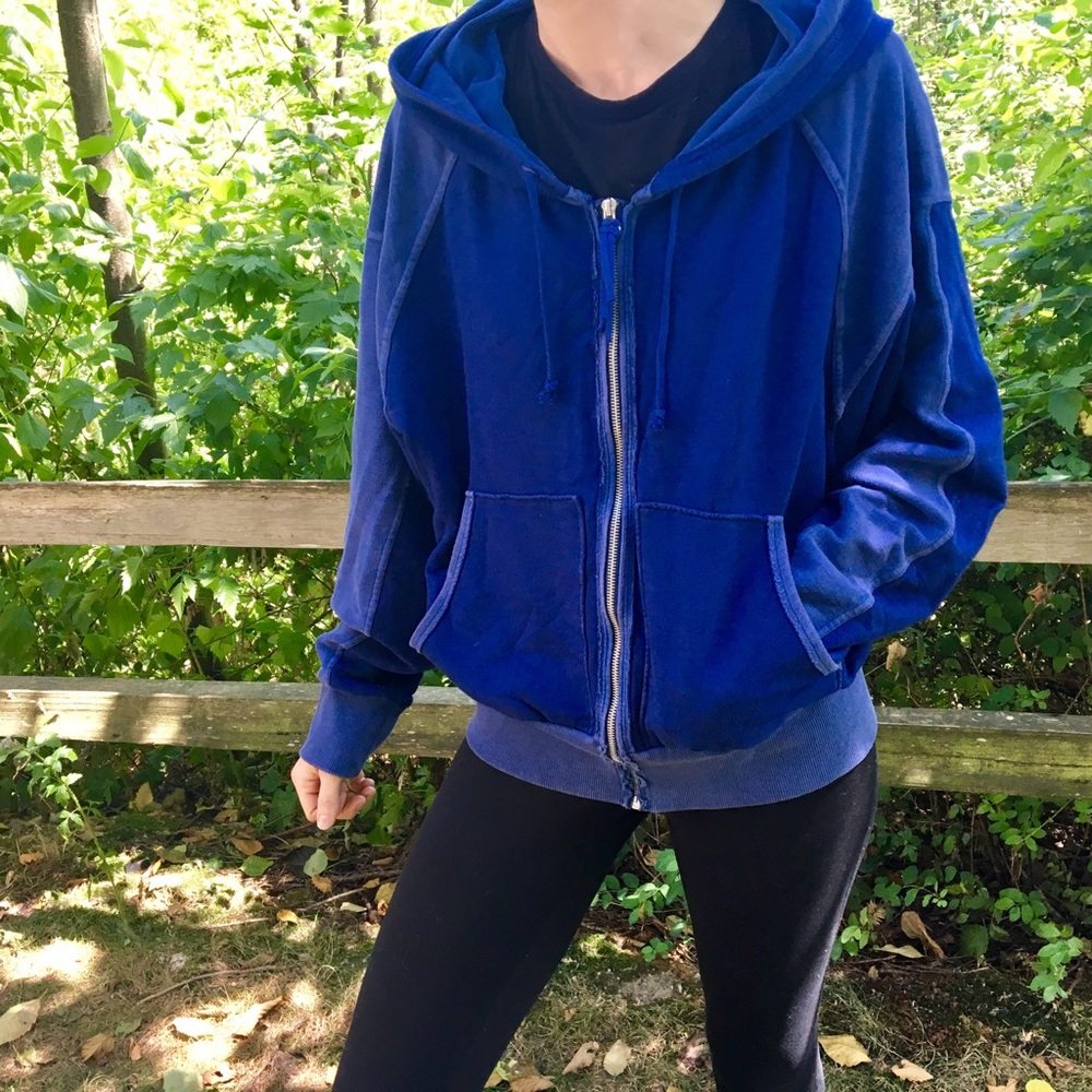 Deep blue Free people movement zip-up jacket - Picture 1 of 6