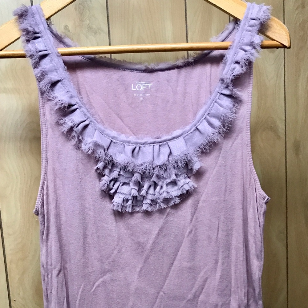 Ann Taylor Loft Pink/Purple Ruffle Tank XL