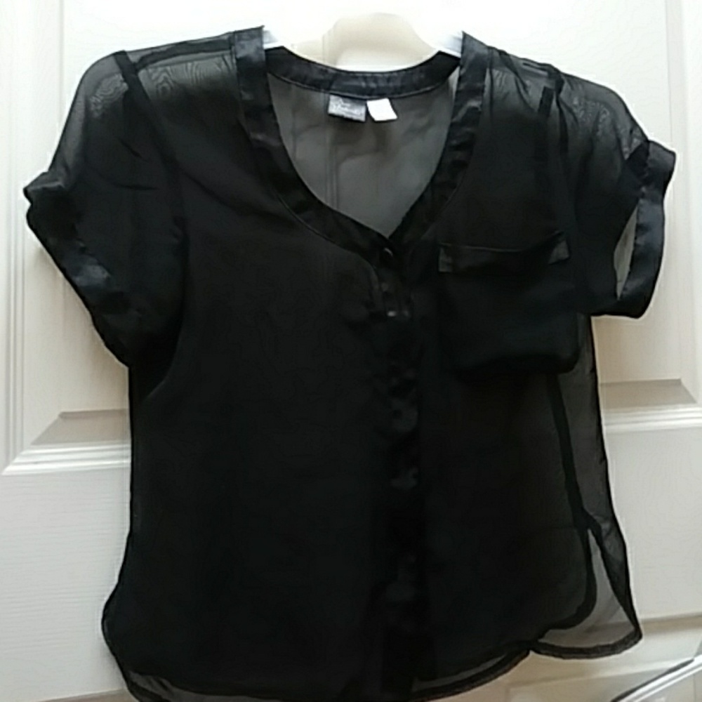 Sheer black button down blouse