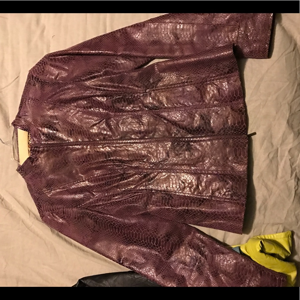 LAL Purple Snakeskin Leather Jacket