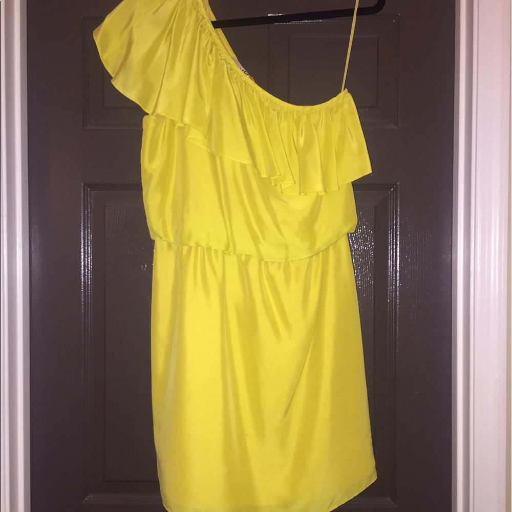 Tibi one shoulder yellow dress