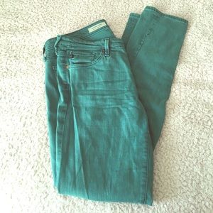 Green denim AG skinny jeans