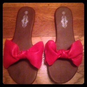 Charles Albert red bow sandals