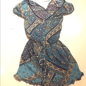 Hollister mixed pattern blue romper