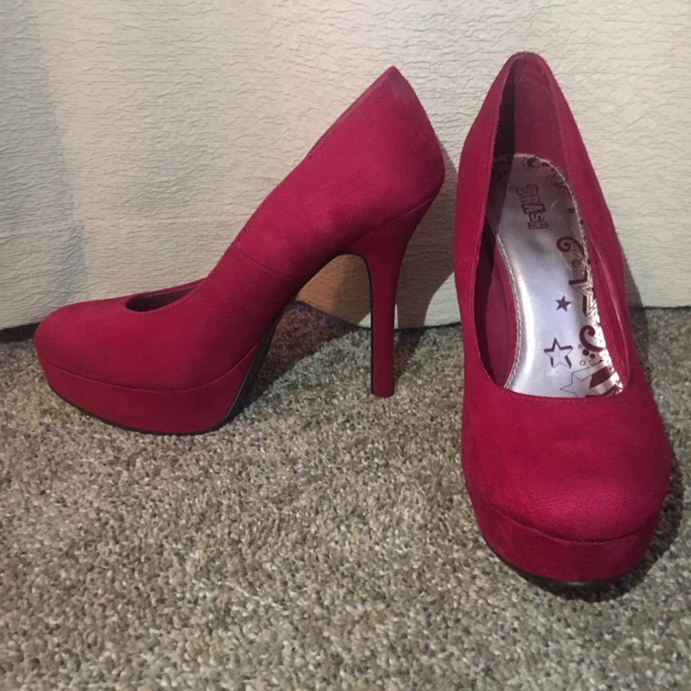Red Suede Pumps
