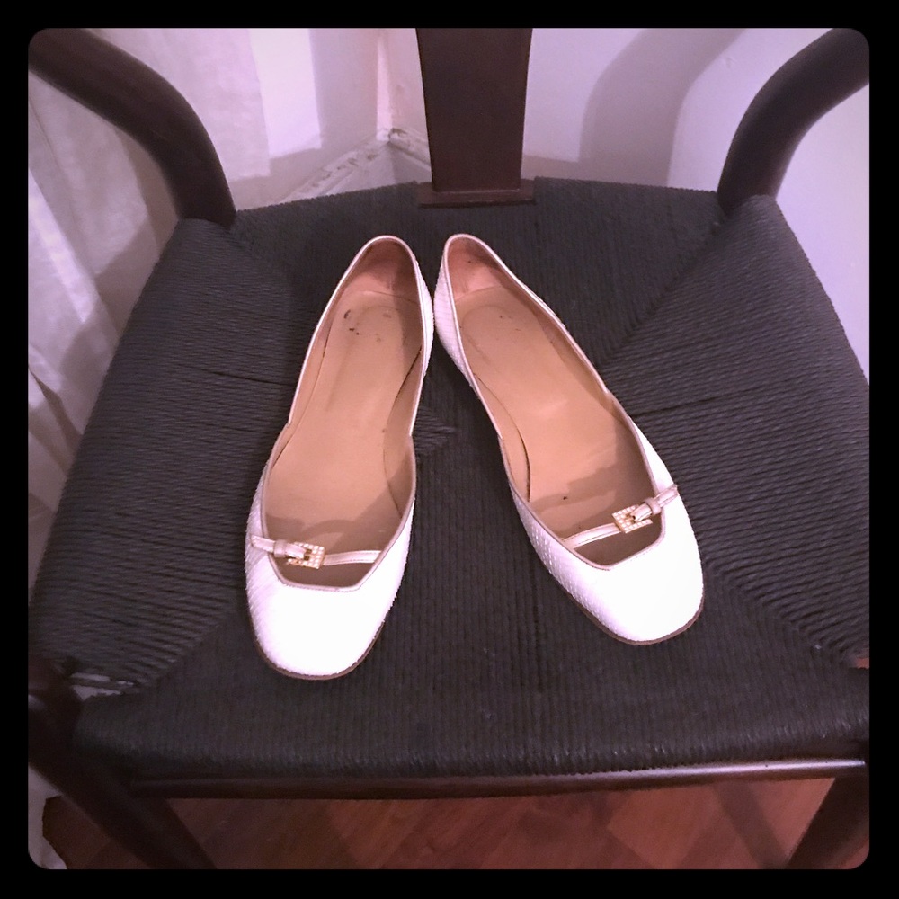Valentino white snakeskin ballet flats
