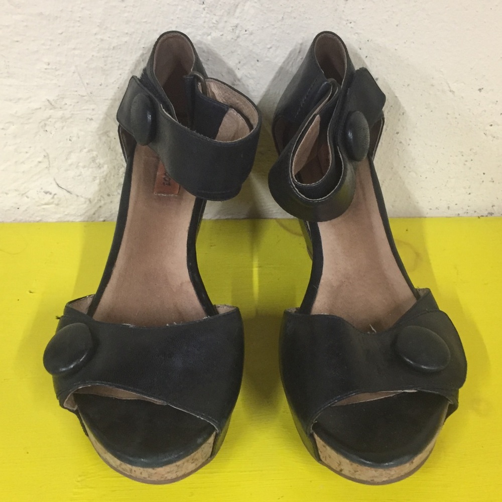 Cork platform wedge sandal