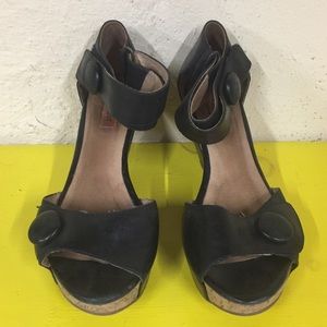 Cork platform wedge sandal