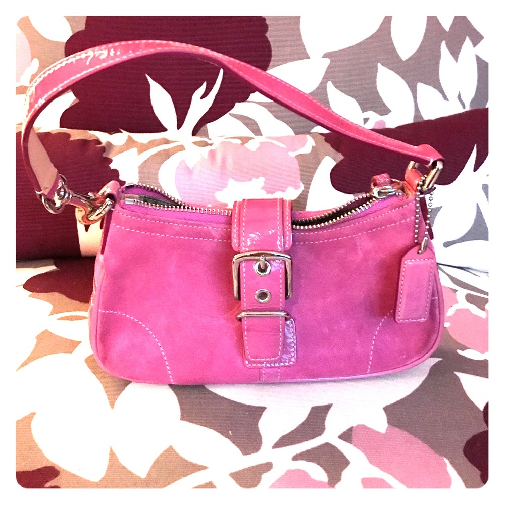 Pink Suede Coach Handbag