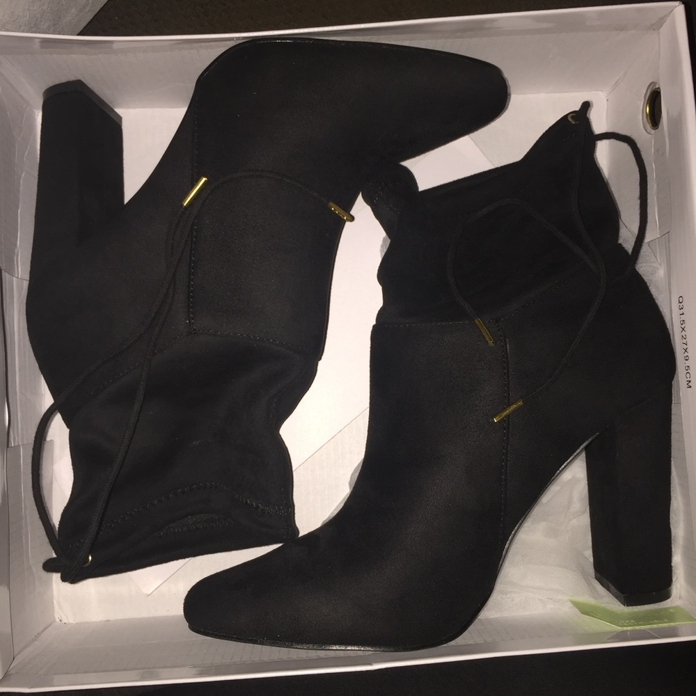 Black velvet booties