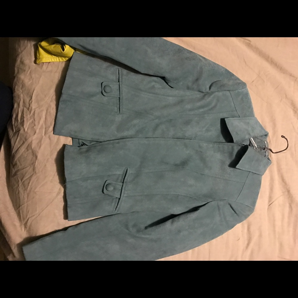 Tribal Blue Leather Jacket