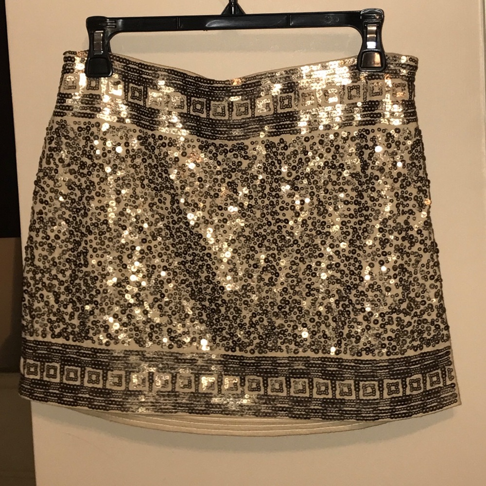 Gold sequin skirt from Express