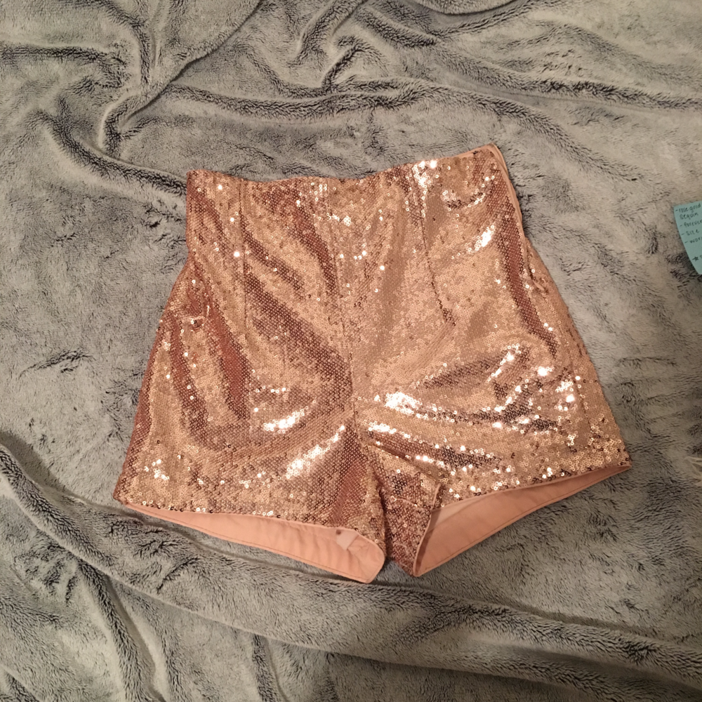 rose gold high waisted shorts