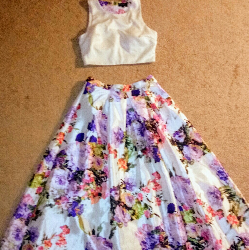 Flower Print Prom Dress