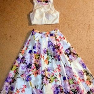 Flower Print Prom Dress