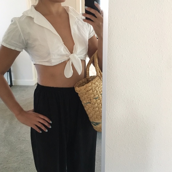 SALE! Vintage Cropped Front Tie Top - Picture 2 of 5