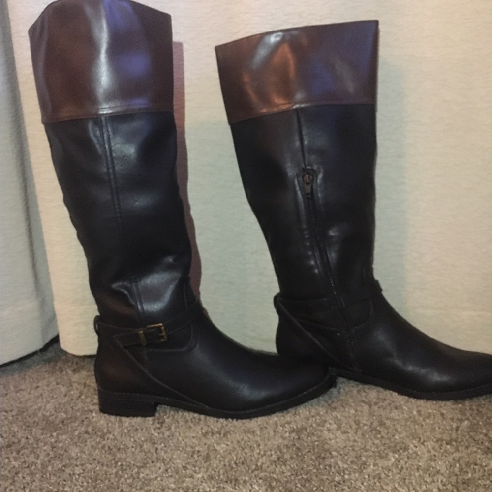 Black with Tan Leather Boots