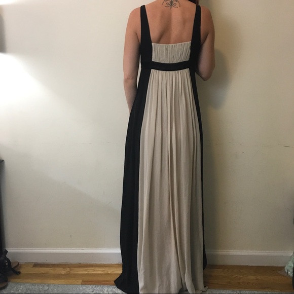 BCBGMaxAzria Tan Black Jeweled Draped Maxi Dress - Picture 4 of 7