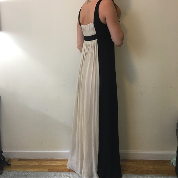 BCBGMaxAzria Tan Black Jeweled Draped Maxi Dress - Picture 5 of 7