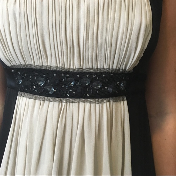 BCBGMaxAzria Tan Black Jeweled Draped Maxi Dress - Picture 2 of 7