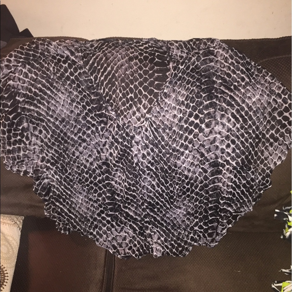 Sheer, black and white snakeskin top