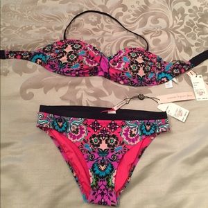 New Nanette Lepore Multi Print 2 Piece Swimsuit