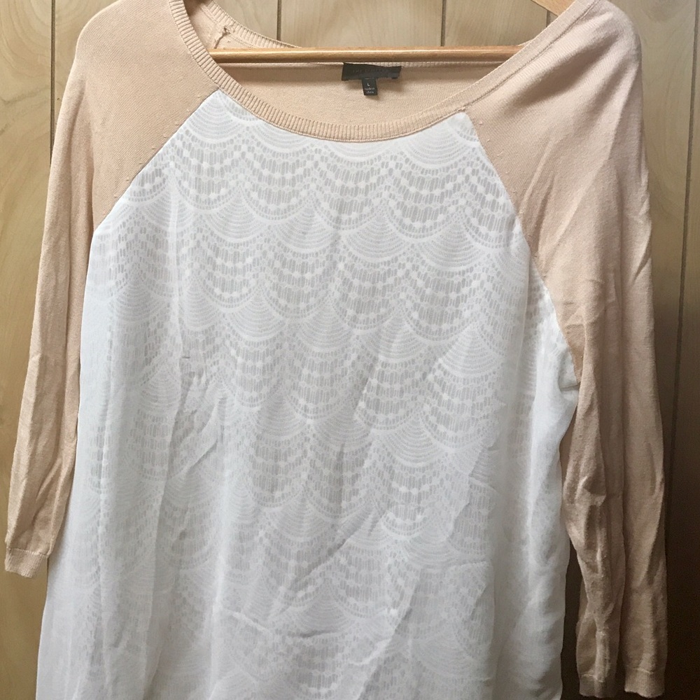 The Limited Pink and White Lace Sweater L