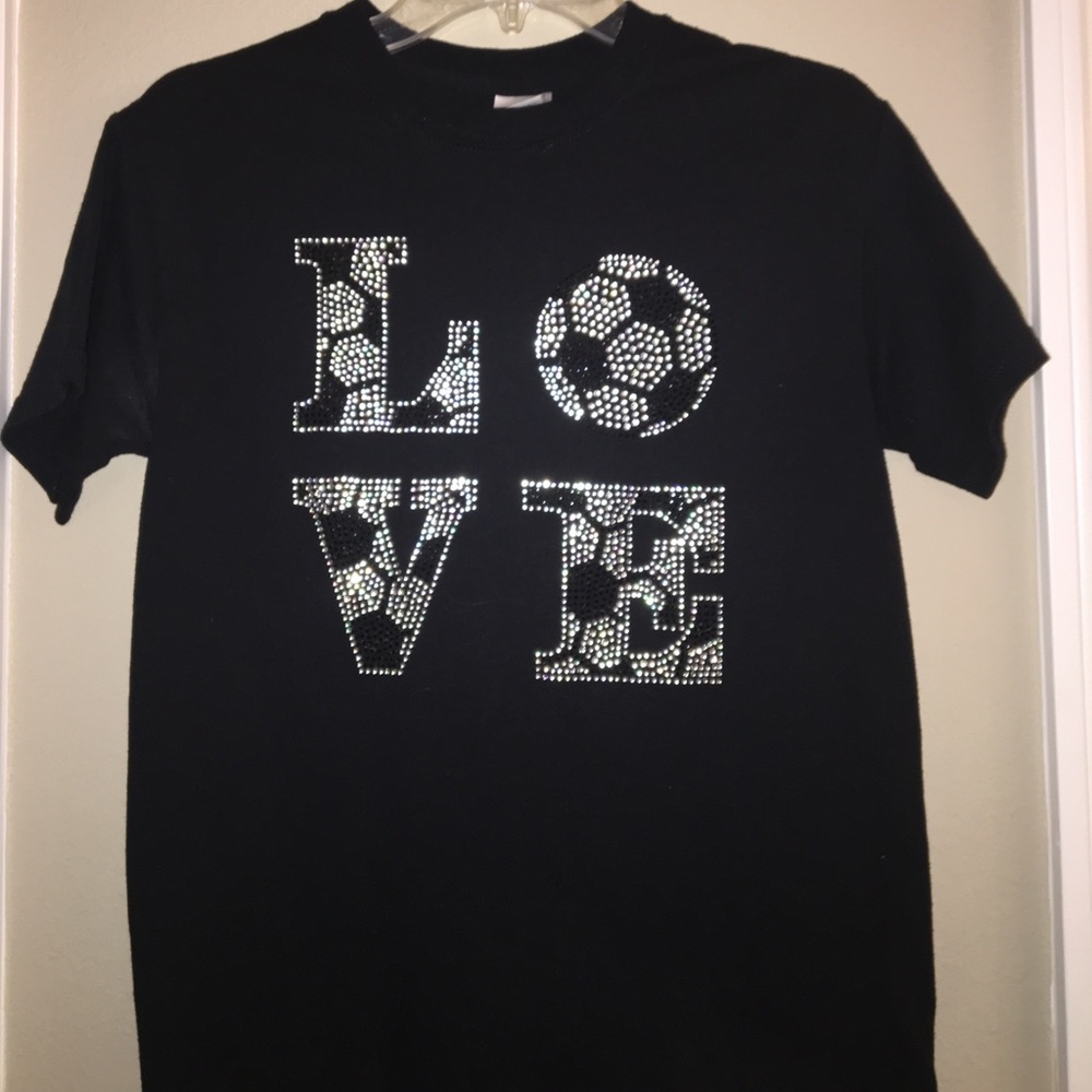NEW Rhinestone LOVE Soccer Shirt