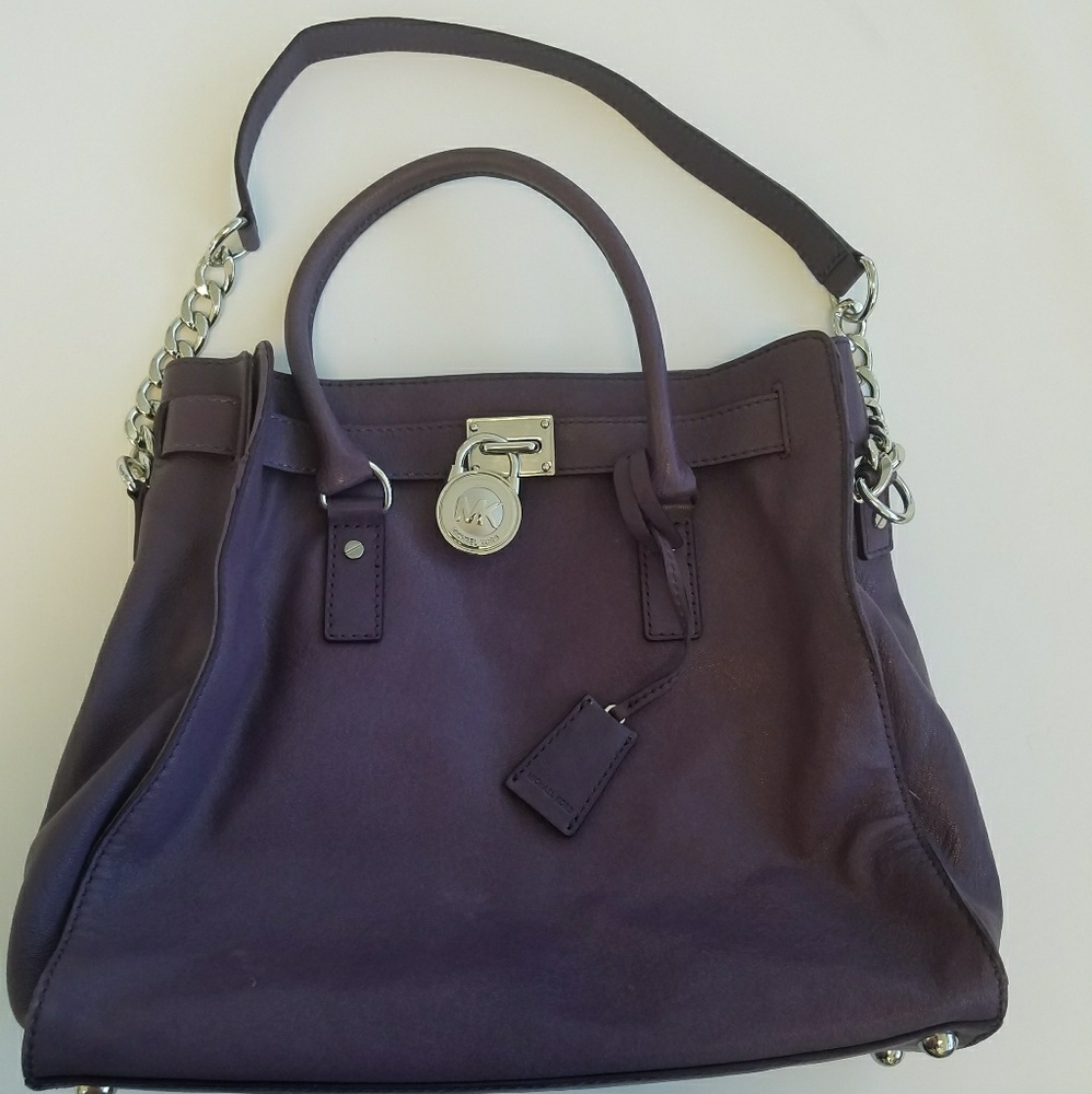 Michael Kors Hamilton Purple Leather Satchel