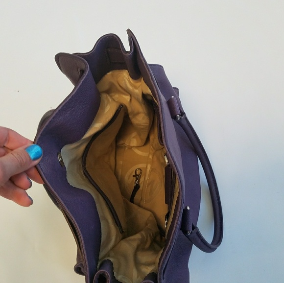 Michael Kors Hamilton Purple Leather Satchel - Picture 2 of 3