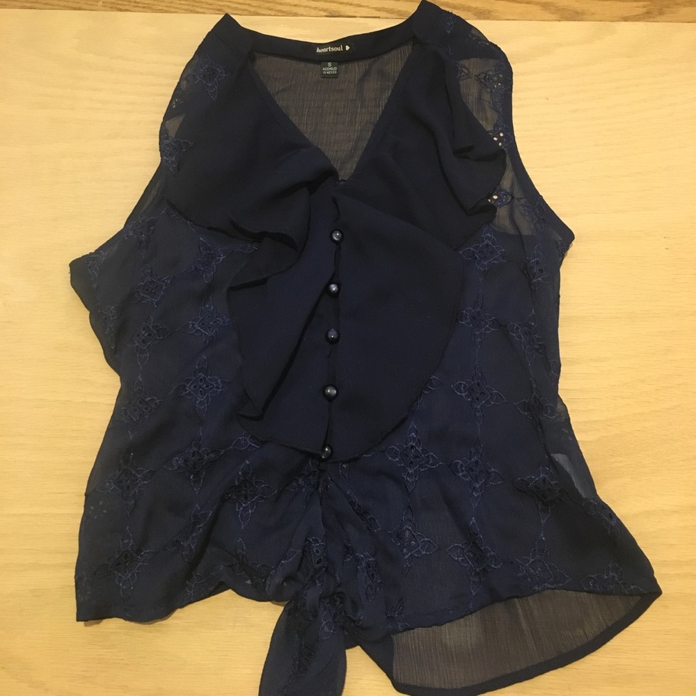 Dark blue sheer blouse