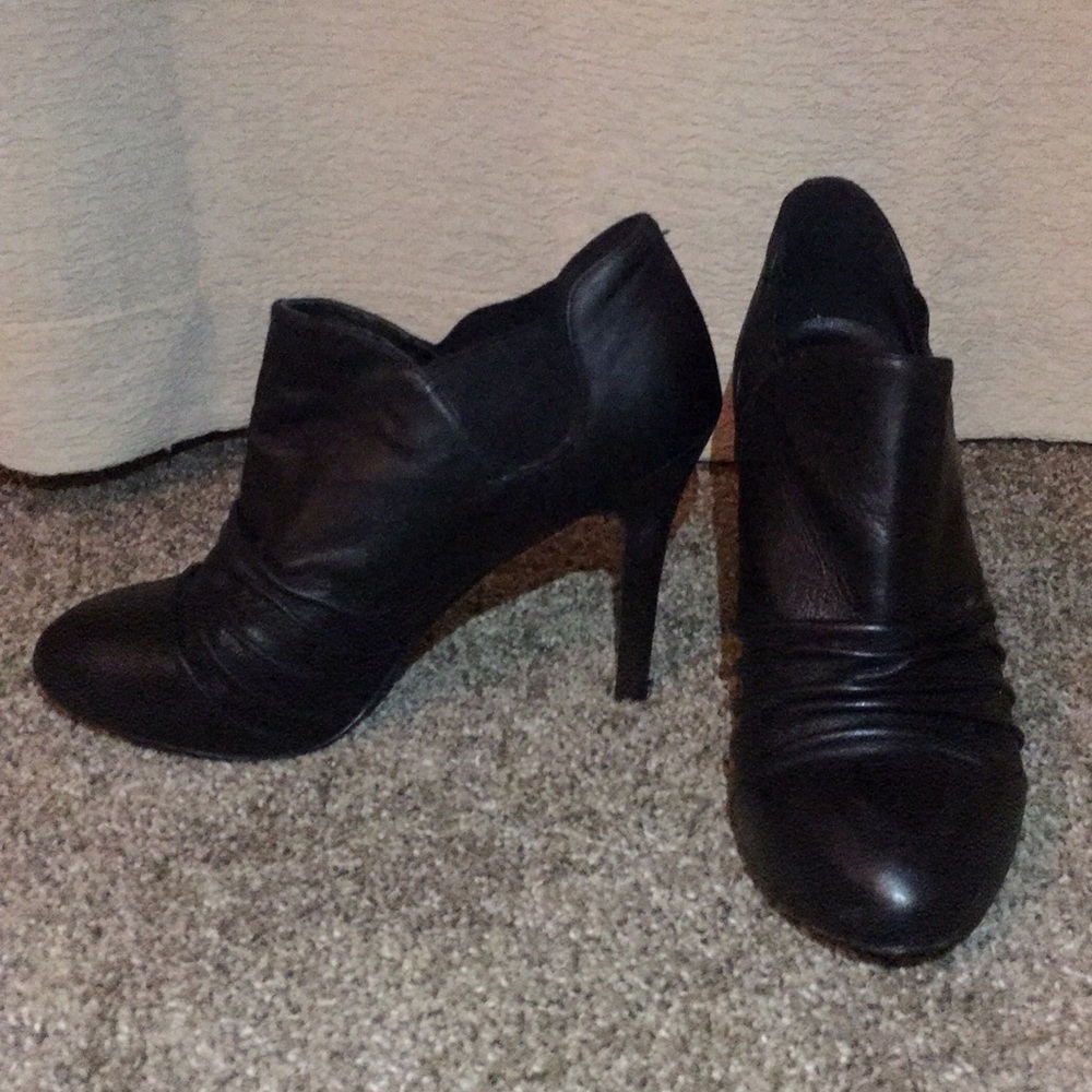 BCBG Black Leather Booties