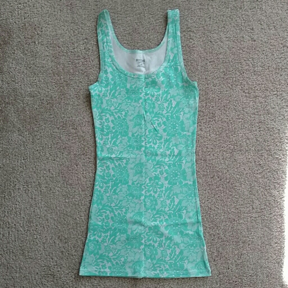 NWOT Turquoise Green Floral Mossimo Knit Tank Top