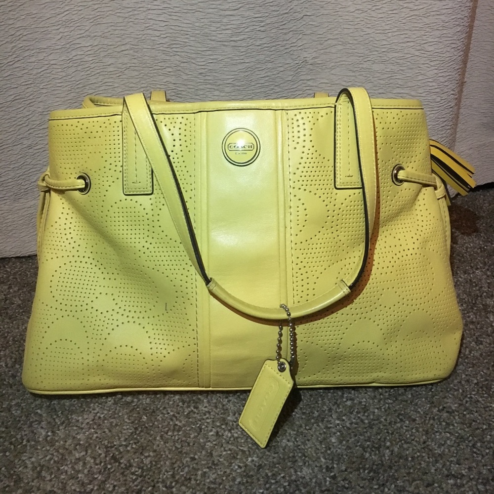Yellow Leather Coach Purse