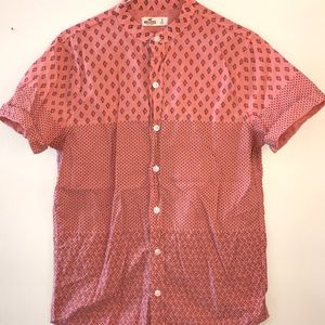 Collarless short sleeve button down
