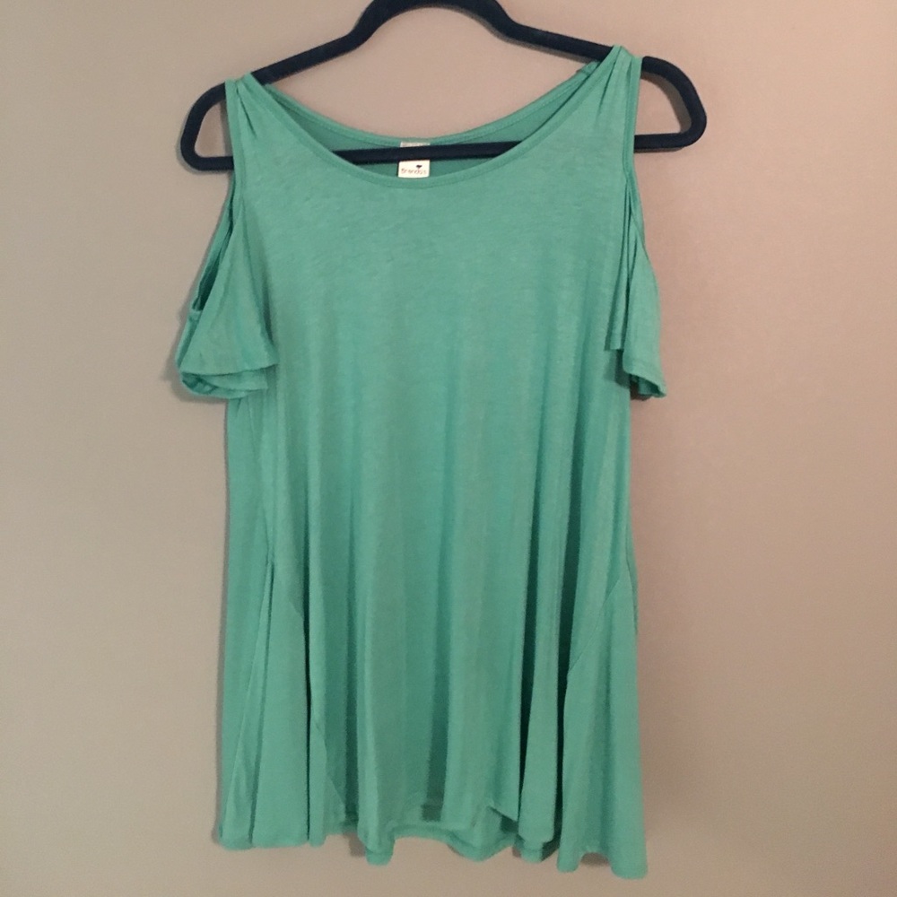 Sea foam Cold Shoulder T-shirt Dress